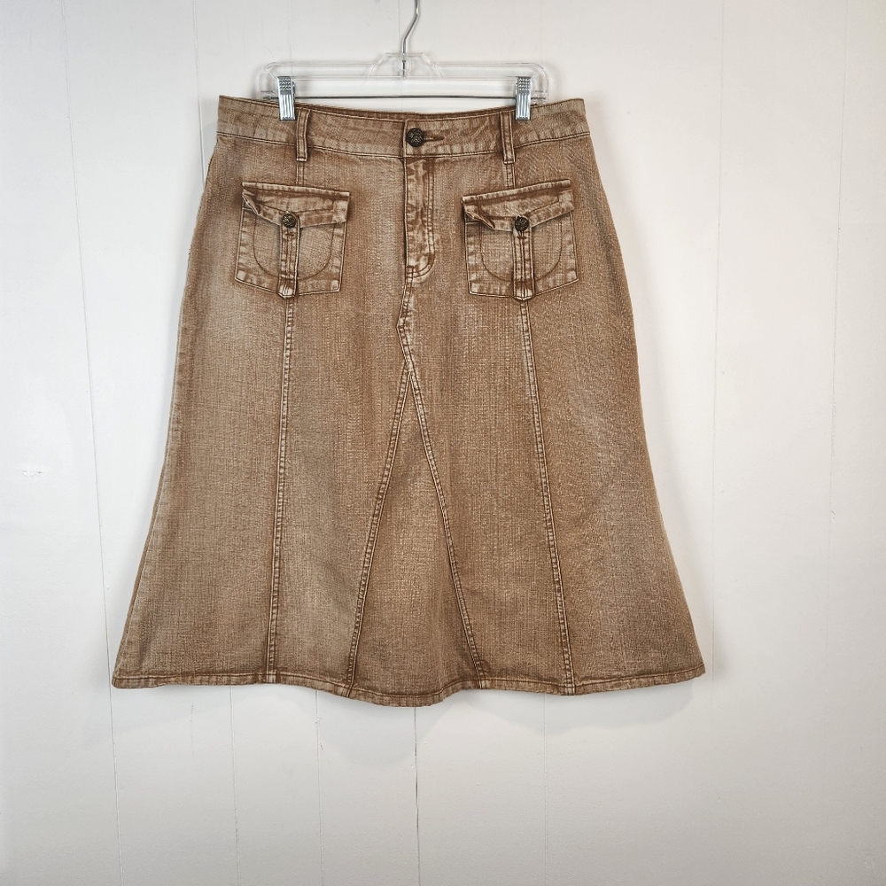STYLE Womens Distressed Denim Skirt Size 36